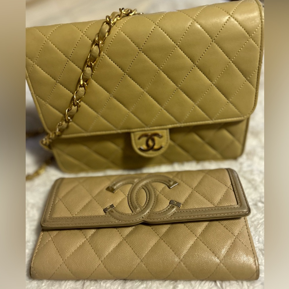 Authentic Vintage Chanel flap purse  and chanel wallet bundle